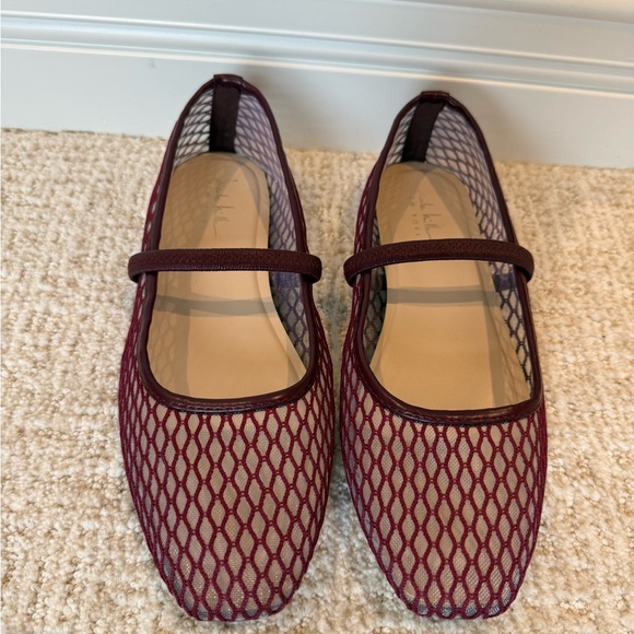 Nicole Miller Shoes - Nicole Miller Burgundy Mesh Mary Jane Flats